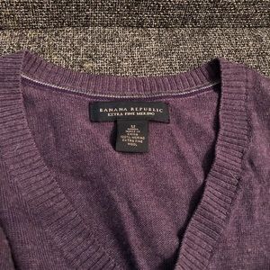 Banana Republic merino wool v-neck sweater- purple
